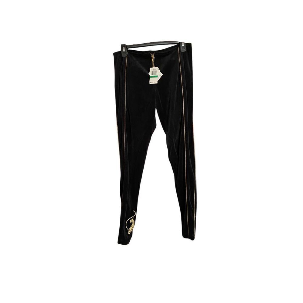 Baby phat NOS, NWT, women’s black velvet zipper down leg detail pants a/L